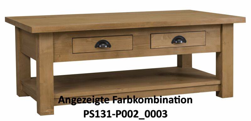 Landhaus Couchtisch zwei Schubladen tief gebürstet von Möbro Manufacturing