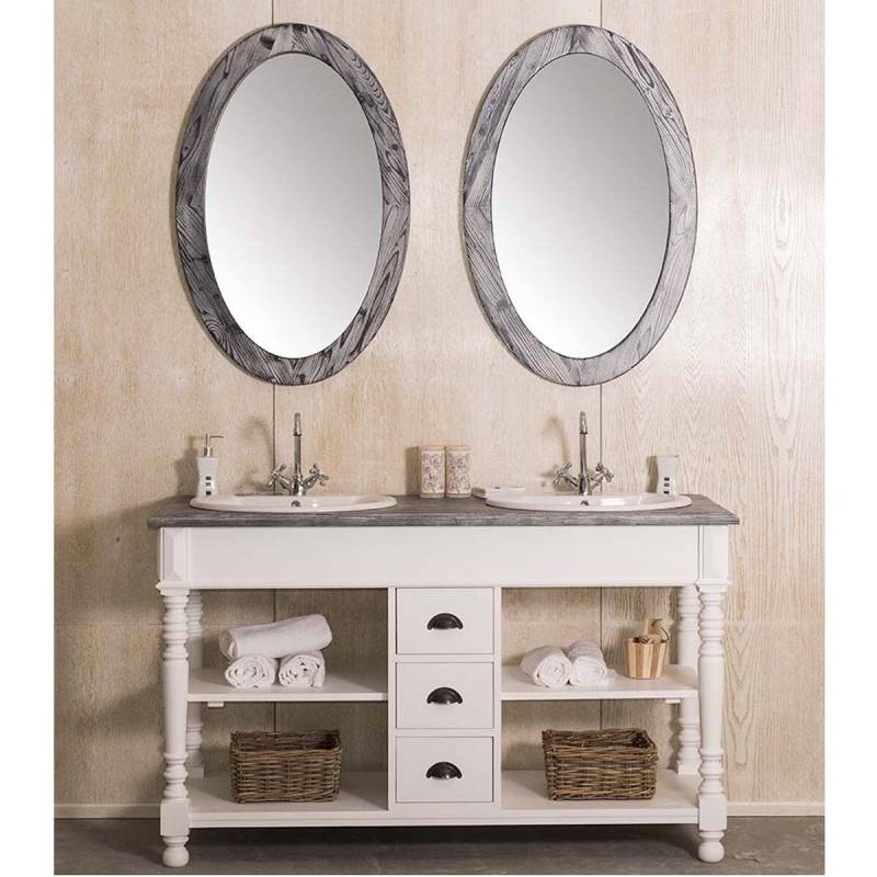 Landhaus Doppelwaschtisch weiß mit Spiegel - Set 3-teilig von Möbro Manufacturing