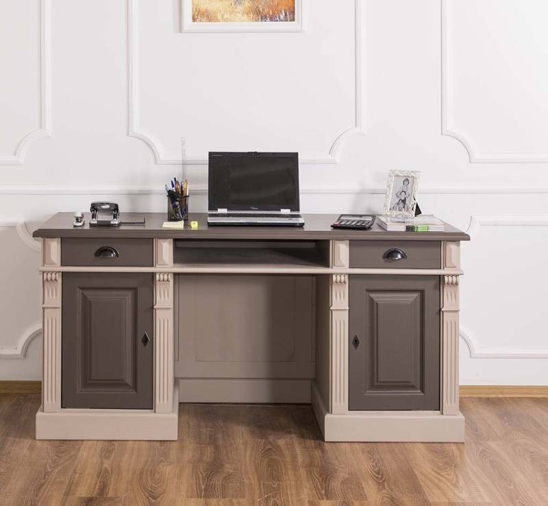 Landhaus Massivholz Schreibtisch graubeige-braun Landhaus Massivholz Schreibtisch graubeige-braun von Möbro Manufacturing