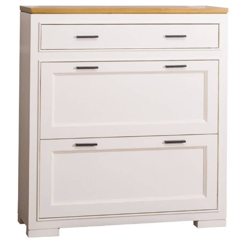 Landhaus Schuhschrank mit Kippfächern - Eichenplatte tief gebürstet Landhaus Schuhschrank mit Kippfächern - Eichenplatte tief gebürstet von Möbro Manufacturing