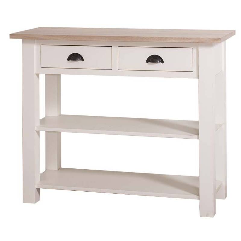 Landhaus Wandtisch zwei Schubladen - Eichenplatte lackiert von Möbro Manufacturing