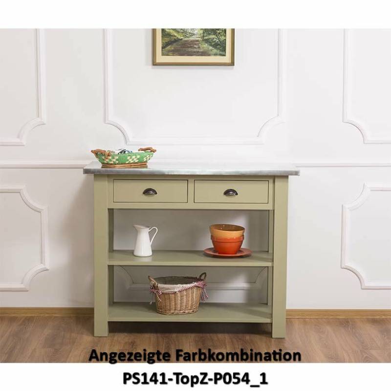 Landhaus Wandtisch zwei Schubladen - Zinkplatte gewachst von Möbro Manufacturing