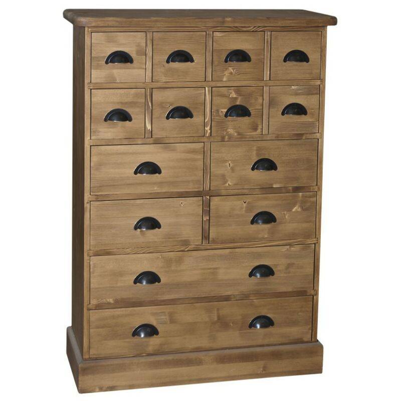 Landhauskommode mit 14 Schubladen - Eichenplatte natur (unlackiert) von Möbro Manufacturing