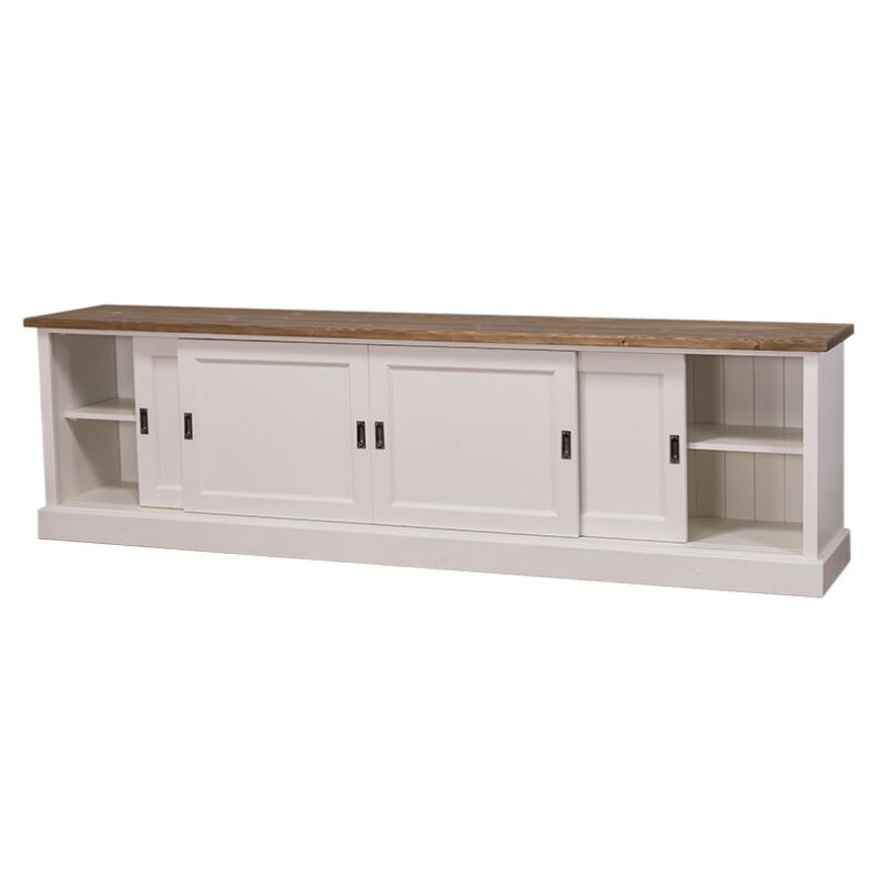 Langes Sideboard mit Schiebetüren in Landhausoptik - Eichenplatte natur (unlackiert) von Möbro Manufacturing