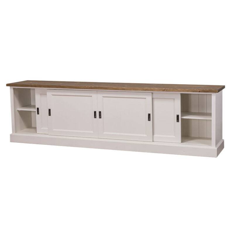 Langes Sideboard mit Schiebetüren in Landhausoptik - Eichenplatte tief gebürstet von Möbro Manufacturing