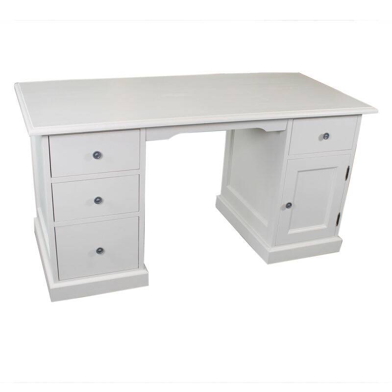 Massivholz Schreibtisch, Soft-Close, cremeweiß von Möbro Manufacturing