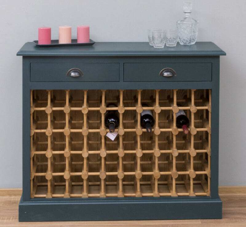 Niedriges Landhaus Flaschenregal mit Schubladen - Eichenplatte shabby chic / antik look von Möbro Manufacturing