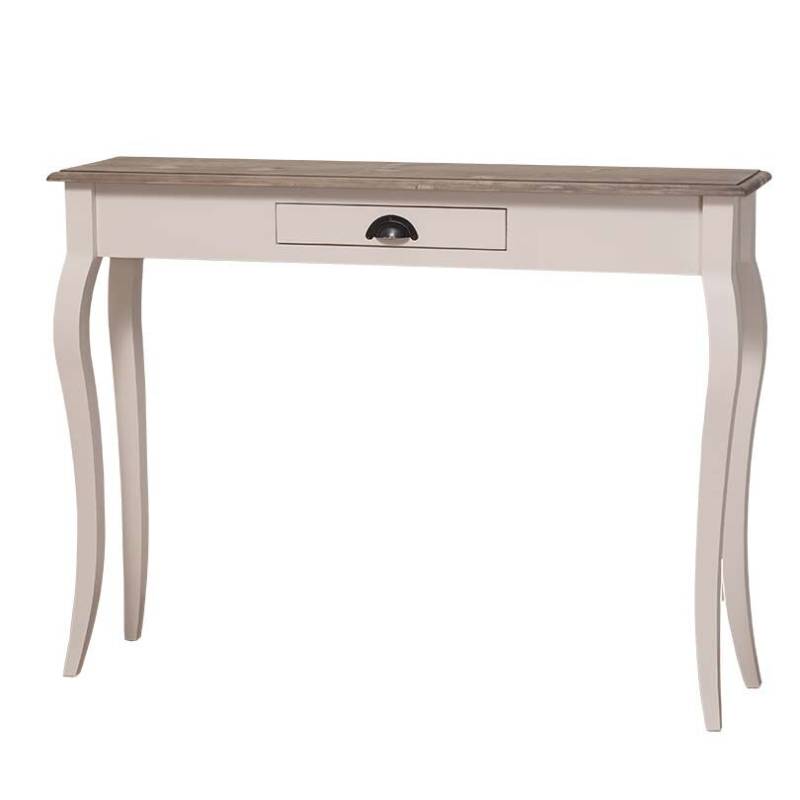 Nostalgischer Konsolentisch mit Schublade Landhaus - Eichenplatte tief gebürstet von Möbro Manufacturing