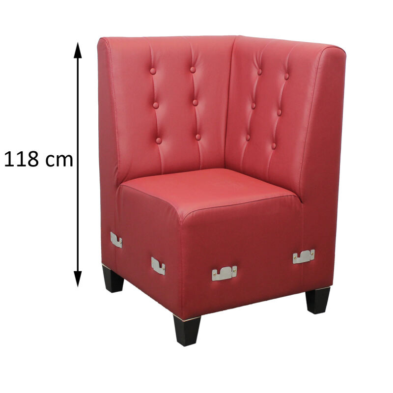 Retro Polsterbankecke mit Rückenlehne Höhe 118 cm Leder von Möbro Manufacturing