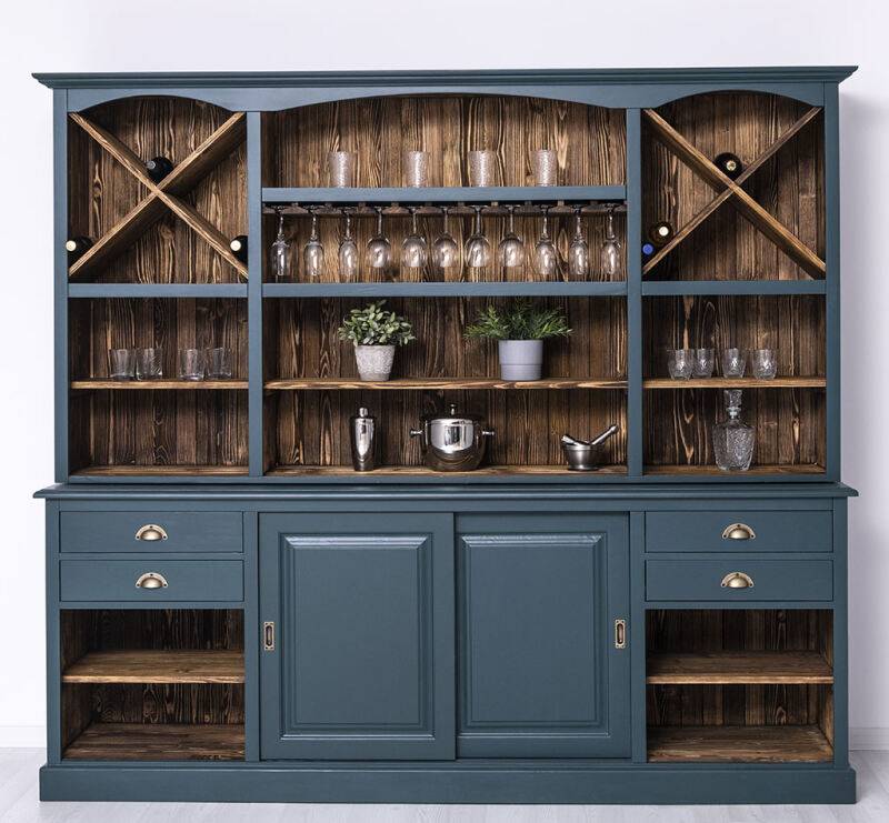 Rustikaler Buffetschrank groß ozeanblau von Möbro Manufacturing