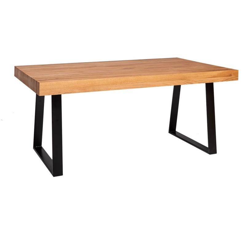 Rustikaler Esstisch mit Trapez-Metallgestell 240 x 100 cm natur (unlackiert) von Möbro Manufacturing