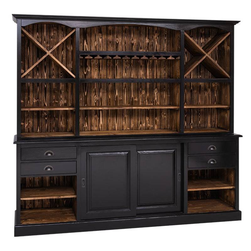 Rustikales Bar-Regal mit Schiebetüren und Gläserhalterung lackiert Rustikales Bar-Regal mit Schiebetüren und Gläserhalterung lackiert von Möbro Manufacturing