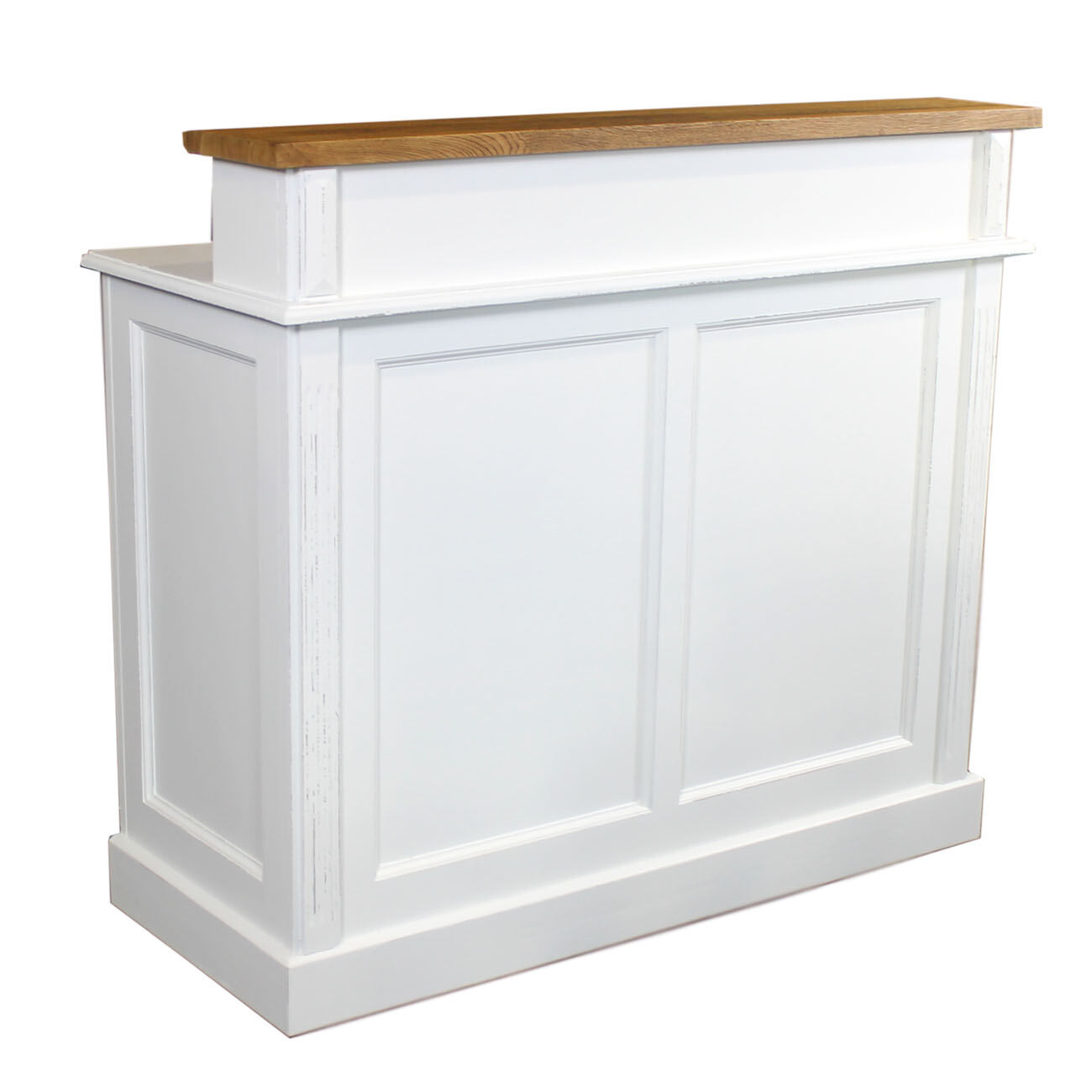 Schmaler Massivholz Bartresen Shabby weiß - Eichenplatte braun Schmaler Massivholz Bartresen Shabby weiß - Eichenplatte braun von Möbro Manufacturing