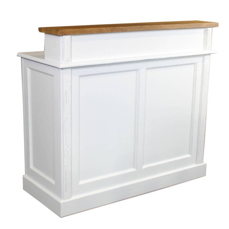 Schmaler Massivholz Bartresen Shabby weiß - Eichenplatte braun Schmaler Massivholz Bartresen Shabby weiß - Eichenplatte braun von Möbro Manufacturing