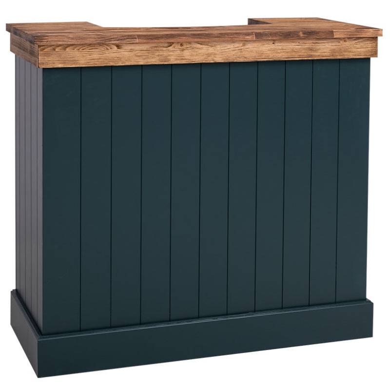 Schmaler Massivholz Bartresen Vintage, 120 cm - Zinkplatte natur (unlackiert) von Möbro Manufacturing