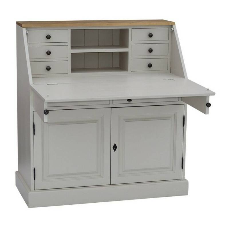 Sekretär mit Schreibablage im Landhausstil - Eichenplatte natur (unlackiert) von Möbro Manufacturing