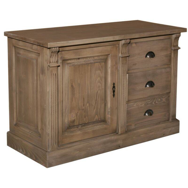 Sideboard Landhaus Salzburg Massivholz mit Eichenplatte tief gebürstet von Möbro Manufacturing