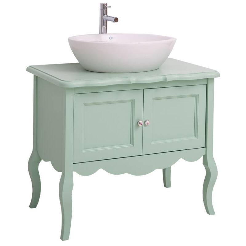 Waschtisch Vintage-Design für Aufsatzbecken - Eichenplatte Konfigurator alles frei wählbar von Möbro Manufacturing