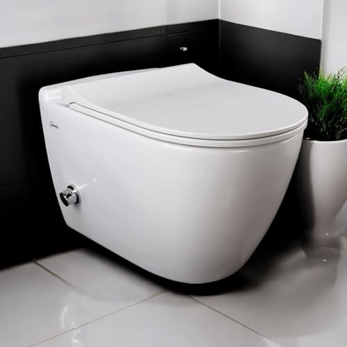 Hänge WC Spülrandlos Toilette -Einloch Spülung Wand WC Toilettenbecken Toilettenspülung Taharet WC Sitz mit Absenkautomatik, Weiß von Moeby24