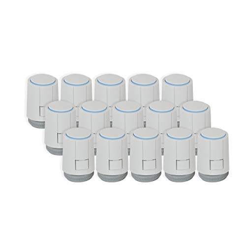 Möhlenhoff Stellantrieb Alpha-5 universal SET 15 Stück für Fussbodenheizung 230 V Typ VA 80 passend auf Heimeier Kermi Roth Herb Thermoval u.a. Farbe lichtgrau RAL 7035 Ausführung NC Stromlos-zu von Möhlenhoff