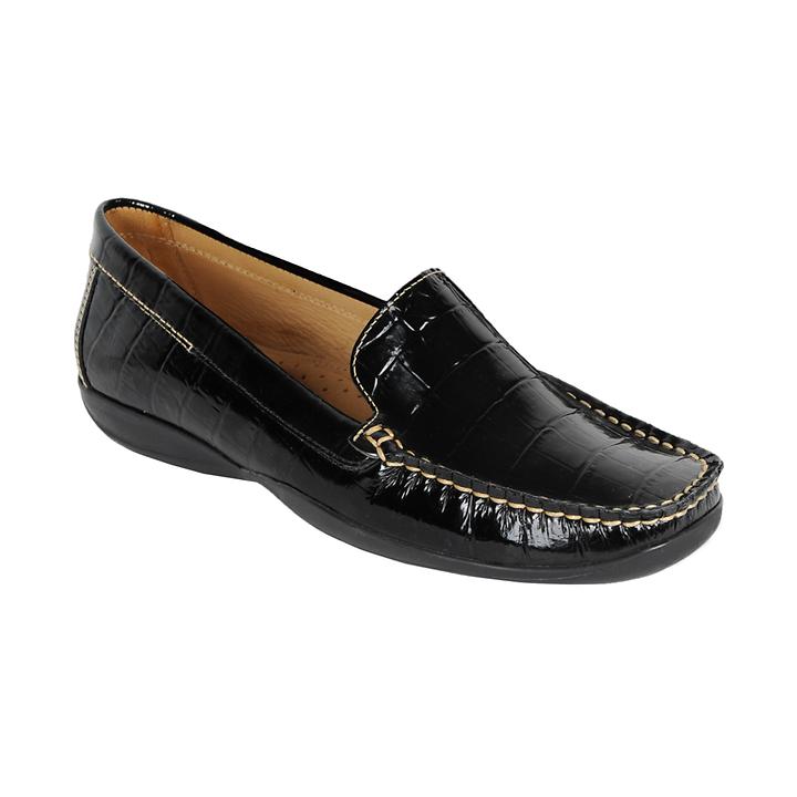 Damen-Moccassin 'Marcia' Croco schwarz Gr. 37 von Moema