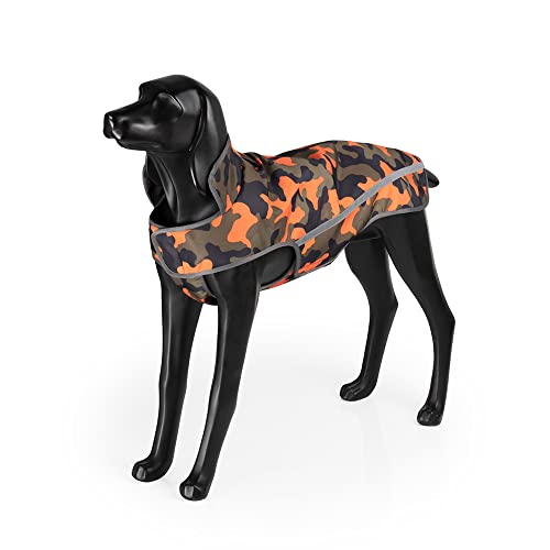 Moemaster Wasserdichte Regenjacke für Hunde mit atmungsaktivem Material und reflektierenden Streifen (XX-Large, Camouflage) von Moemaster