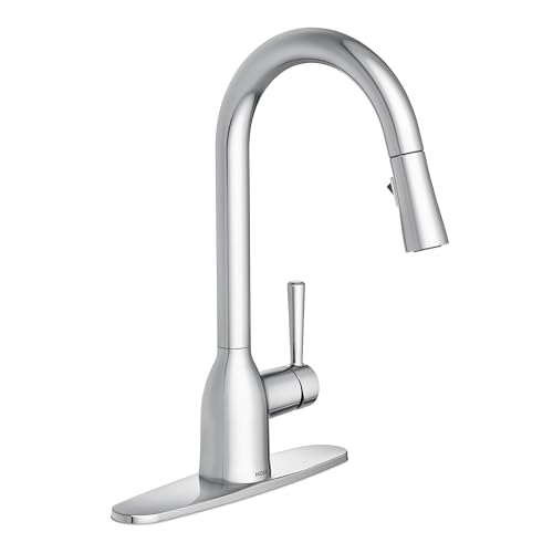 Moen Adler Wasserhahn, Chrom, ein Hebel, hoher Bogen, Küchenspüle, mit Power Clean, moderne Küchenarmatur mit herausziehbarem Sprüher, 87233 von Moen