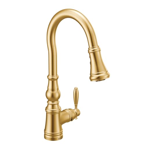 Moen S73004BG Weymouth Schäferhaken Pulldown Küchenarmatur mit Metallstab mit Power Boost, gebürstetes Gold Moen S73004BG Weymouth Schäferhaken Pulldown Küchenarmatur mit Metallstab mit Power Boost, gebürstetes Gold von Moen