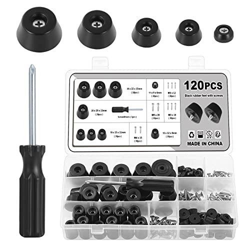 Moendergo Weiche Gummifüße für Schneidebretter, 5 Größen, schwarz, kleine Gummifüße für Möbel, Elektroniktische, Sofas, Schneidebretter usw. (120 Stück) von Moendergo