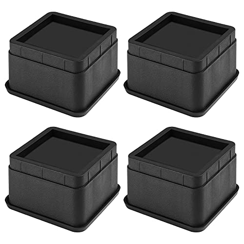 Moendergo 4 Stück verstellbare Betterhöhung, Möbelerhöhung, robuste Möbelerhöhung, 5,1 cm Hubhöhe pro Erhöhung, Anti-Rutsch-Pads, unterstützt bis zu 1000 kg (Quadrat-A) von Moendergo