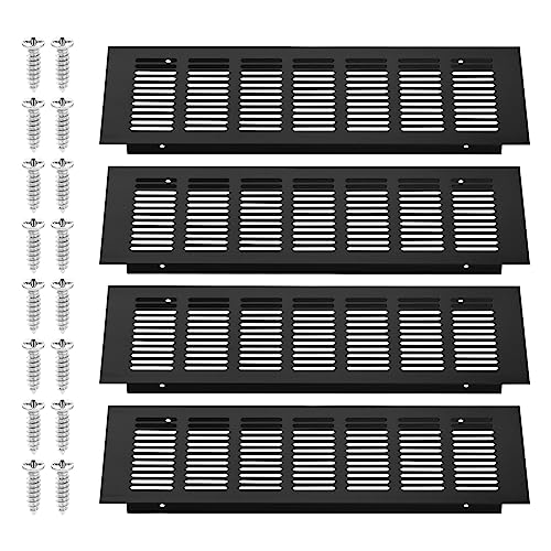 Moendergo 4PCS 100 * 300mm Lüftungsgitter Abdeckungen Küche Counter Tops Aluminiumlegierung Lüftungsgitter Abdeckung Lüftungsgitter Extraktor Fan Luftlüftung Wandgitter (L*Schwarz) von Moendergo