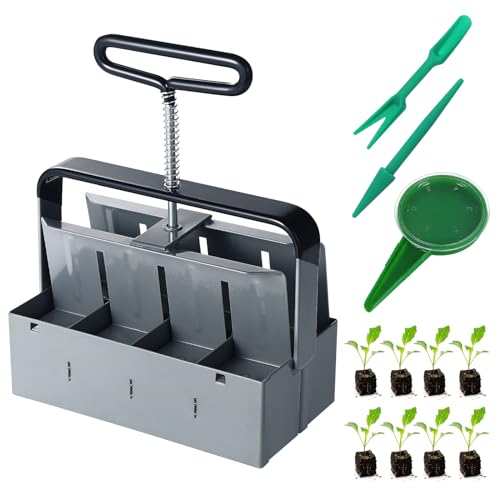 Moendergo Manueller Erdballenpresse，2" Bodenblocker Maker mit Säwerkzeugsätze, Pflanzwerkzeug Set zum Pflanzen, Sämling, Kultivierung, Garten Gewächshaus(8Pcs) von Moendergo