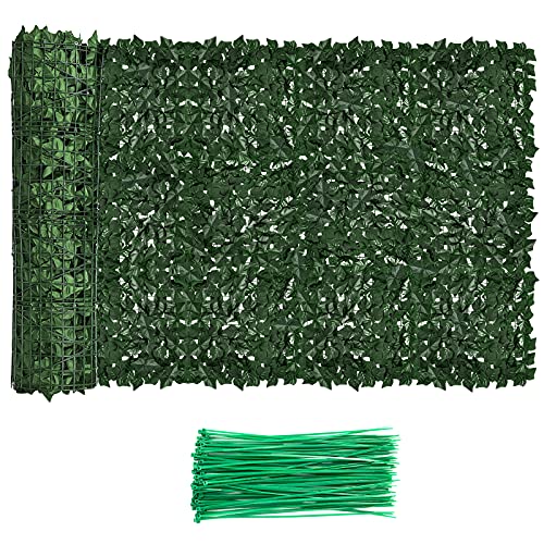 Faux Efeu Zaun Sichtschutz Outdoor Erweiterbar Künstliche Grüne Rolle Gefälschte Hecke Wand Terrasse Grün Kunststoff Blatt Pflanze Rebe Gras Paneele Torabdeckung für Garten Hof Balkon (157,5 x 100,1 Faux Efeu Zaun Sichtschutz Outdoor Erweiterbar Künstliche Grüne Rolle Gefälschte Hecke Wand Terrasse Grün Kunststoff Blatt Pflanze Rebe Gras Paneele Torabdeckung für Garten Hof Balkon (157,5 x 100,1 von Moeput