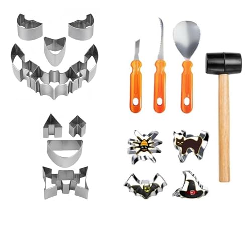 Moerstar Halloween Kürbis Schnitzset, Kürbis Schnitzen Werkzeug aus Edelstahl mit Kürbis Schnitzmesser Ausstecher Gummihammer für Kinder Erwachsene Moerstar Halloween Kürbis Schnitzset, Kürbis Schnitzen Werkzeug aus Edelstahl mit Kürbis Schnitzmesser Ausstecher Gummihammer für Kinder Erwachsene von Moerstar