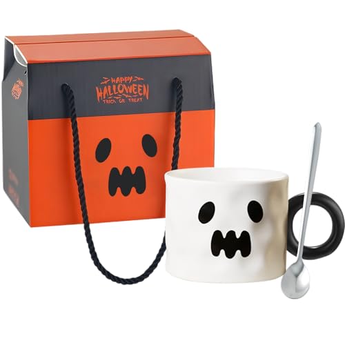 Moerstar Halloween Kürbis Tasse, Keramik Geister Kürbis Herbst Tasse, Trinkbecher Kürbisbecher Erwachsene Kinder Halloween Geschenk Decor (Stil 3) von Moerstar
