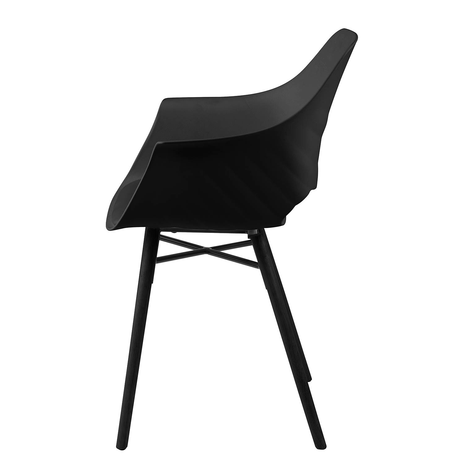 home24 Armlehnenstuhl Camara 2er-Set 57 x 85 x 53cm Schwarz/Schwarz von home24