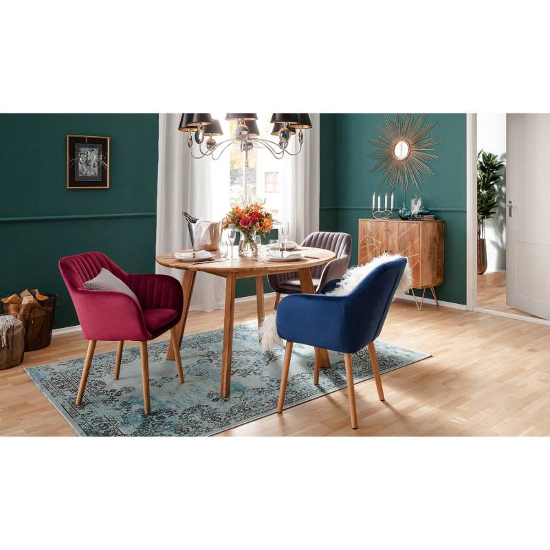 home24 Armlehnenstuhl Typ A 57 x 83 x 61cm Samt Vilda: Bordeaux Rot 1er Set von home24