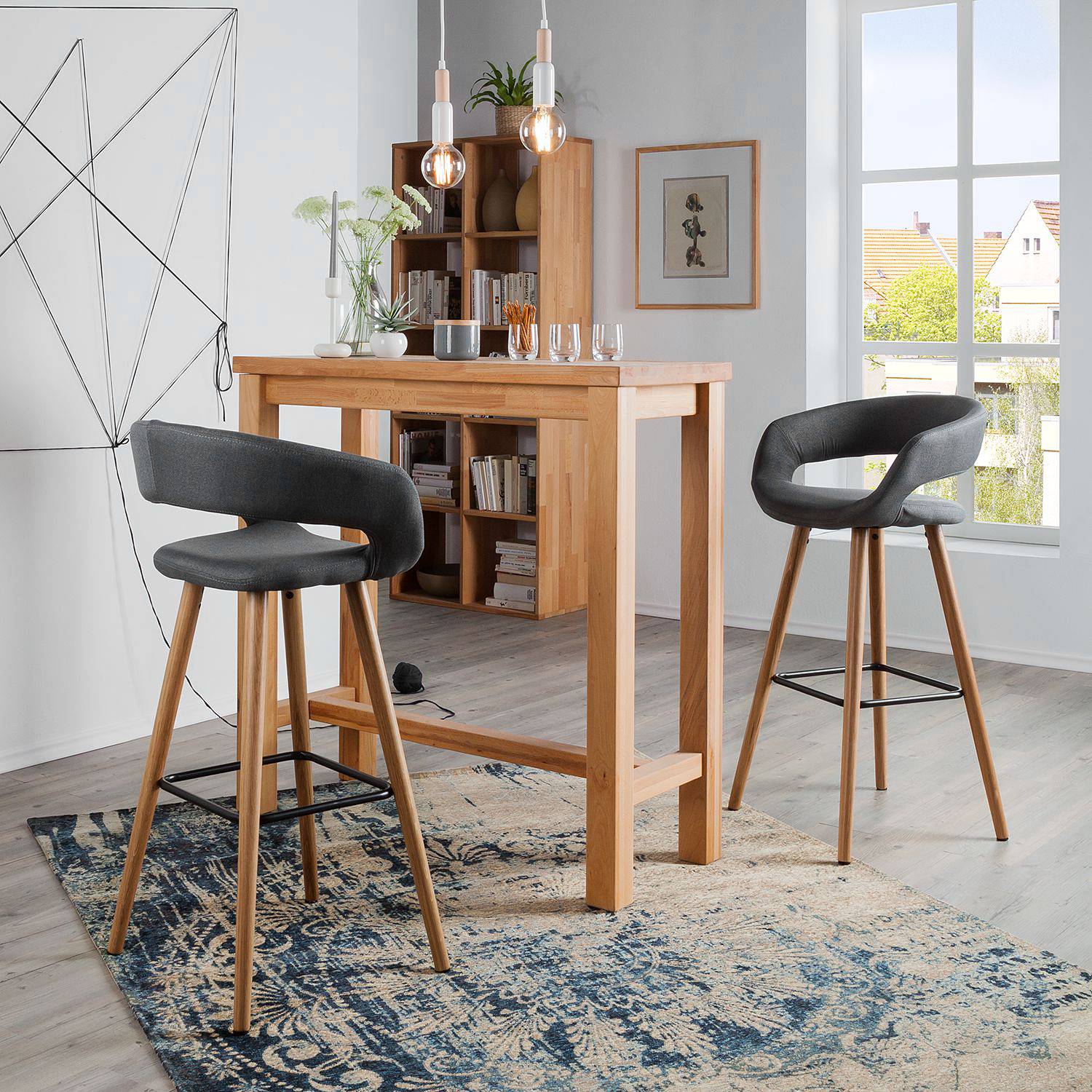 home24 Barstuhl Volda (2er-Set) 55 x 98 x 47cm Dunkelgrau von home24