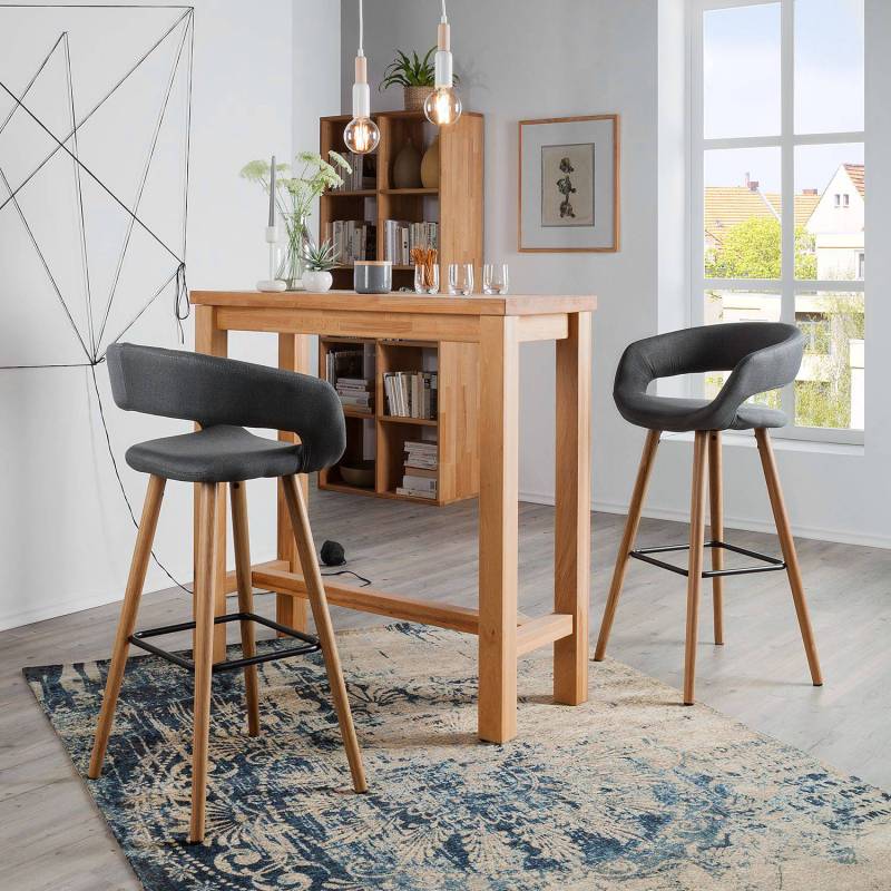 home24 Barstuhl Volda (2er-Set) 55 x 98 x 47cm Dunkelgrau von home24