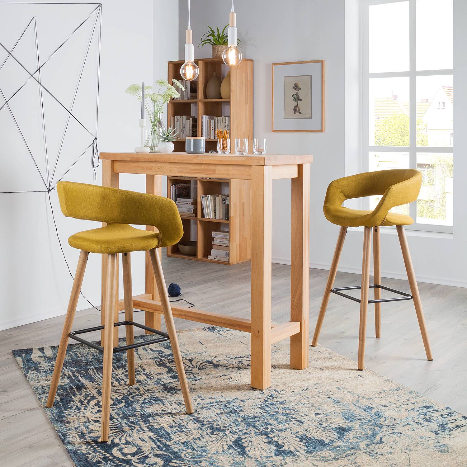 home24 Barstuhl Volda (2er-Set) 55 x 98 x 47cm Currygelb von home24