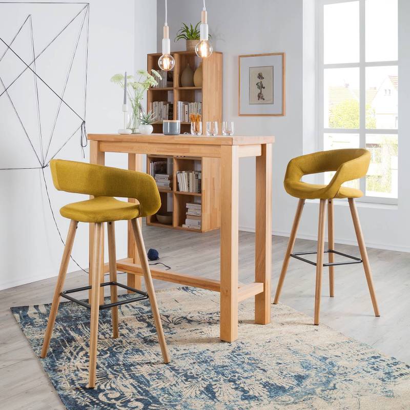 home24 Barstuhl Volda (2er-Set) 55 x 98 x 47cm Currygelb von home24