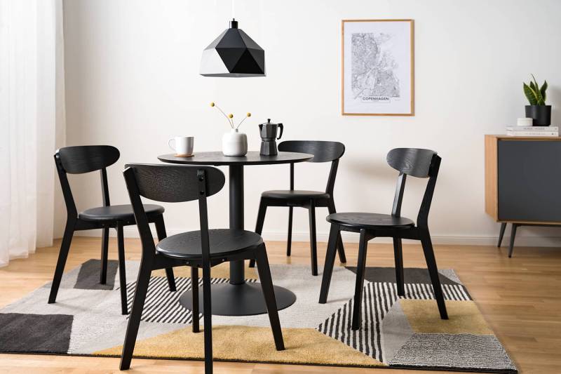 home24 Esszimmerstuhl Flori 2er-Set 48 x 78 x 52cm Schwarz von home24
