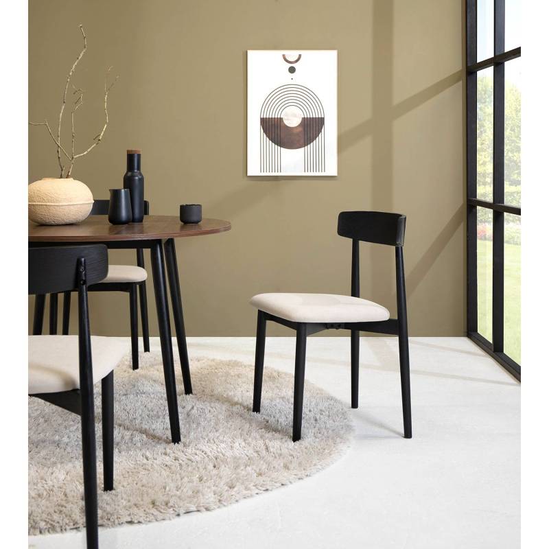 home24 Esszimmerstuhl Lolif 2er-Set 47 x 78 x 51cm Beige Schwarz von home24
