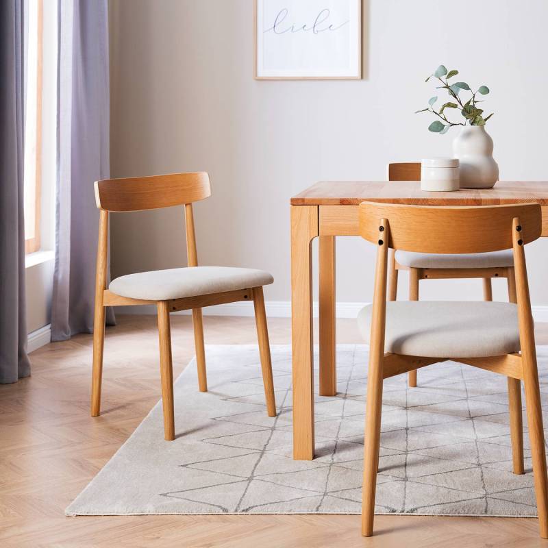 home24 Esszimmerstuhl Lolif 2er-Set 47 x 78 x 51cm Beige/Eiche Eiche Hell von home24