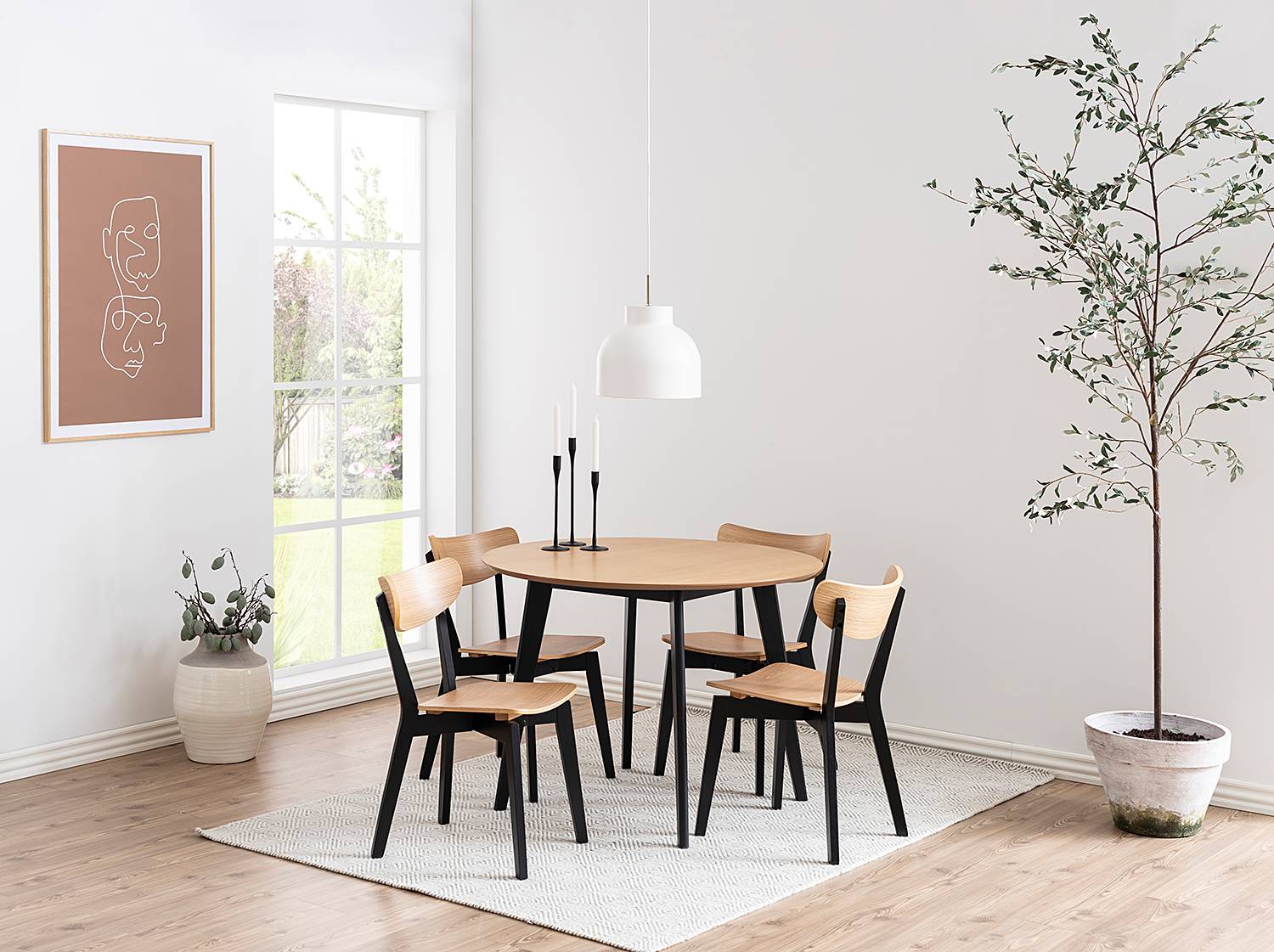 home24 Esszimmerstuhl 2er-Set 45 x 80 x 55cm Braun/Eiche/Schwarz von home24
