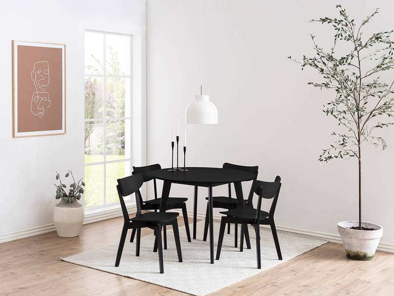 home24 Esszimmerstuhl 2er-Set 45 x 80 x 55cm Schwarz/Schwarz von home24