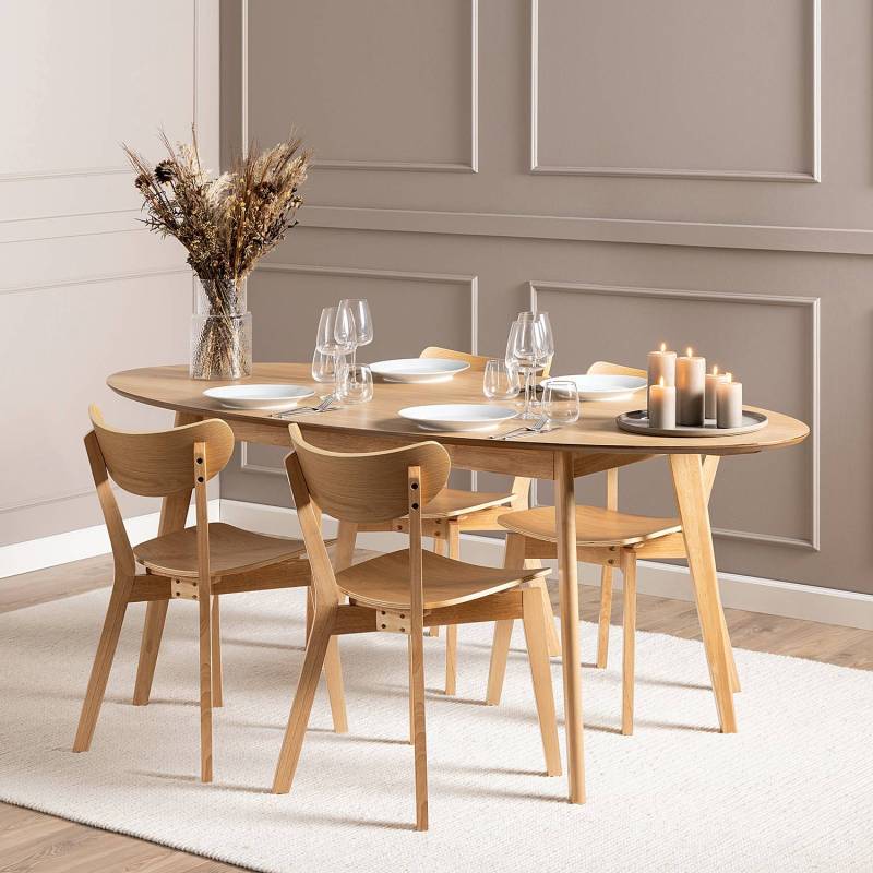 home24 Esszimmerstuhl 2er-Set 45 x 80 x 55cm Braun/Eiche von home24