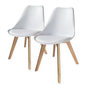 home24 Esszimmerstuhl Woodwynn 2er-Set 48 x 84 x 50cm Weiß/Weiß von home24