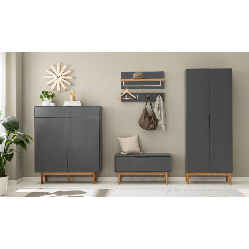home24 Garderobenschrank 76 x 193 x 37cm Grau/Grau von home24
