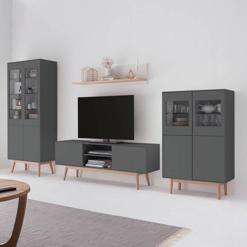 home24 Highboard 80 x 132 x 40cm Grau/Grau von home24